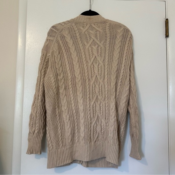 J. Crew Cableknit Chunky Fishermans Button Front Cardigan Womens Medium - Picture 2 of 8